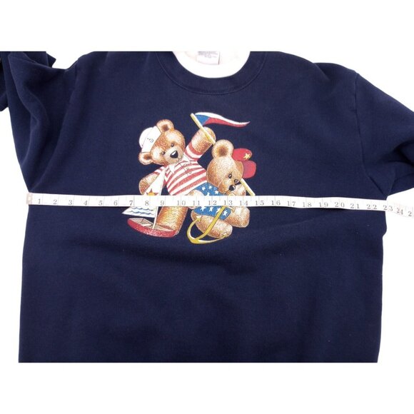 Vintage Gopher Sport Sweatshirt Womens L Navy Pullover Teddy Bear Graphic 90s - Picture 11 of 14